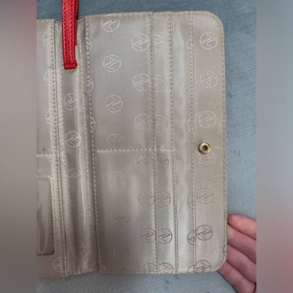 Adrienne Vittadini Studio clutch wallet, red/coral, wrist strap 9” x 5” x .5” - Picture 9 of 16